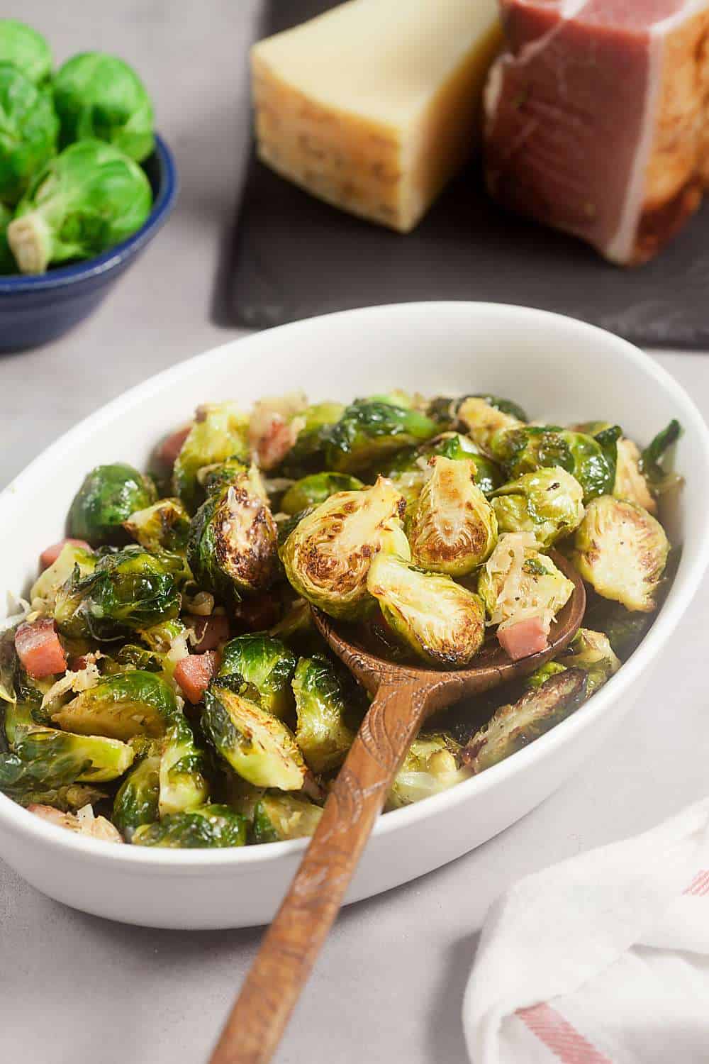 Asiago Roasted Brussels Sprouts with Crispy Speck