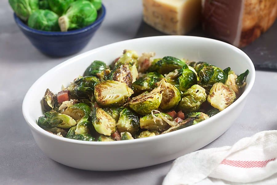 Asiago Roasted Brussels Sprouts with Crispy Speck Alto Adige