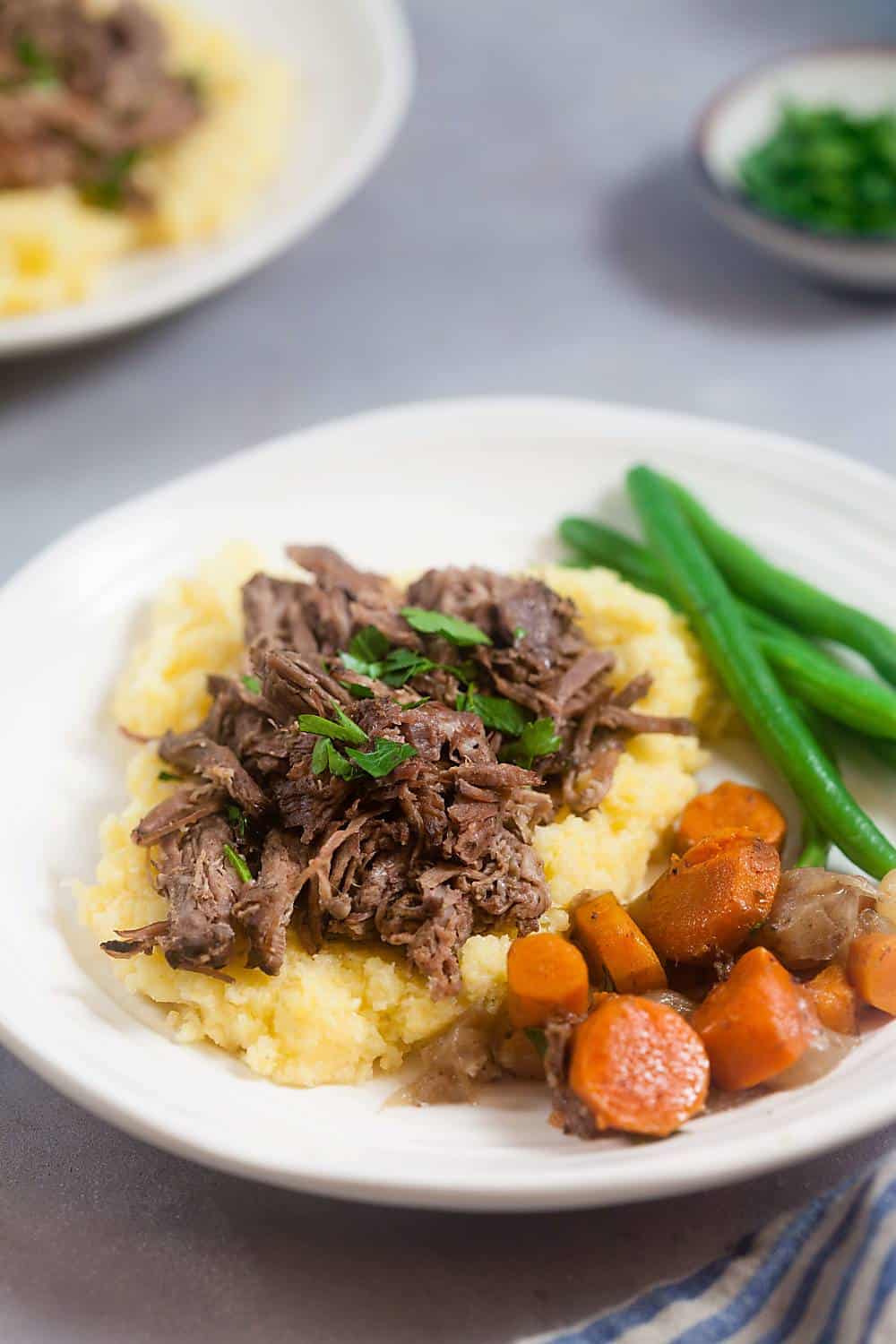 Slow Cooker Red WIne Beef over Horseradish Polenta