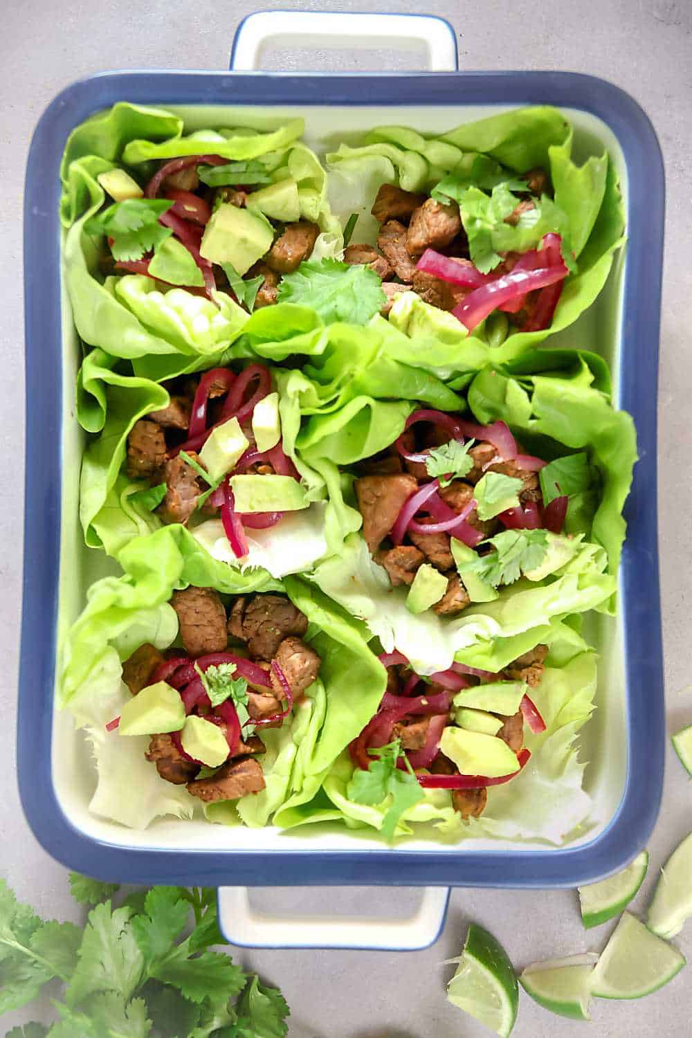 Mojo Beef Lettuce Wraps with Pickled Onions