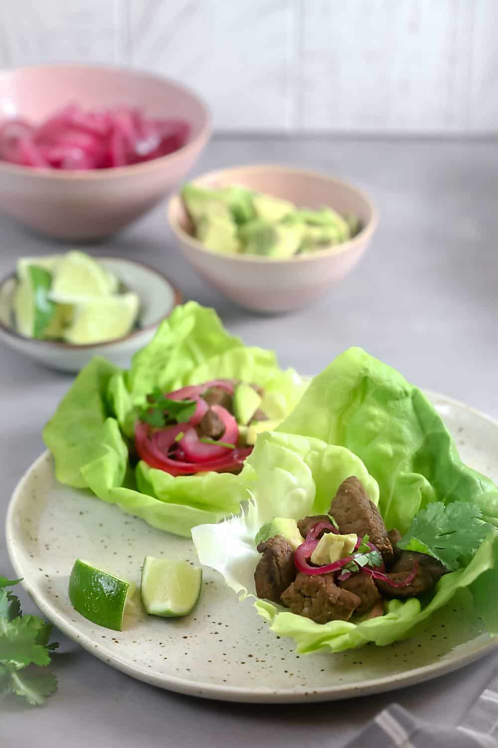 Cuban-Style Beef Lettuce Wraps with Pickled Onions