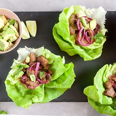 Cuban-Style Beef Lettuce Wraps with Pickled Onions (Paleo, Whole 30, Dairy Free)