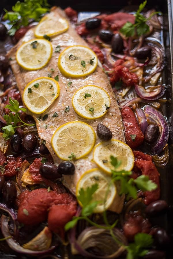 Greek roast salmon. 