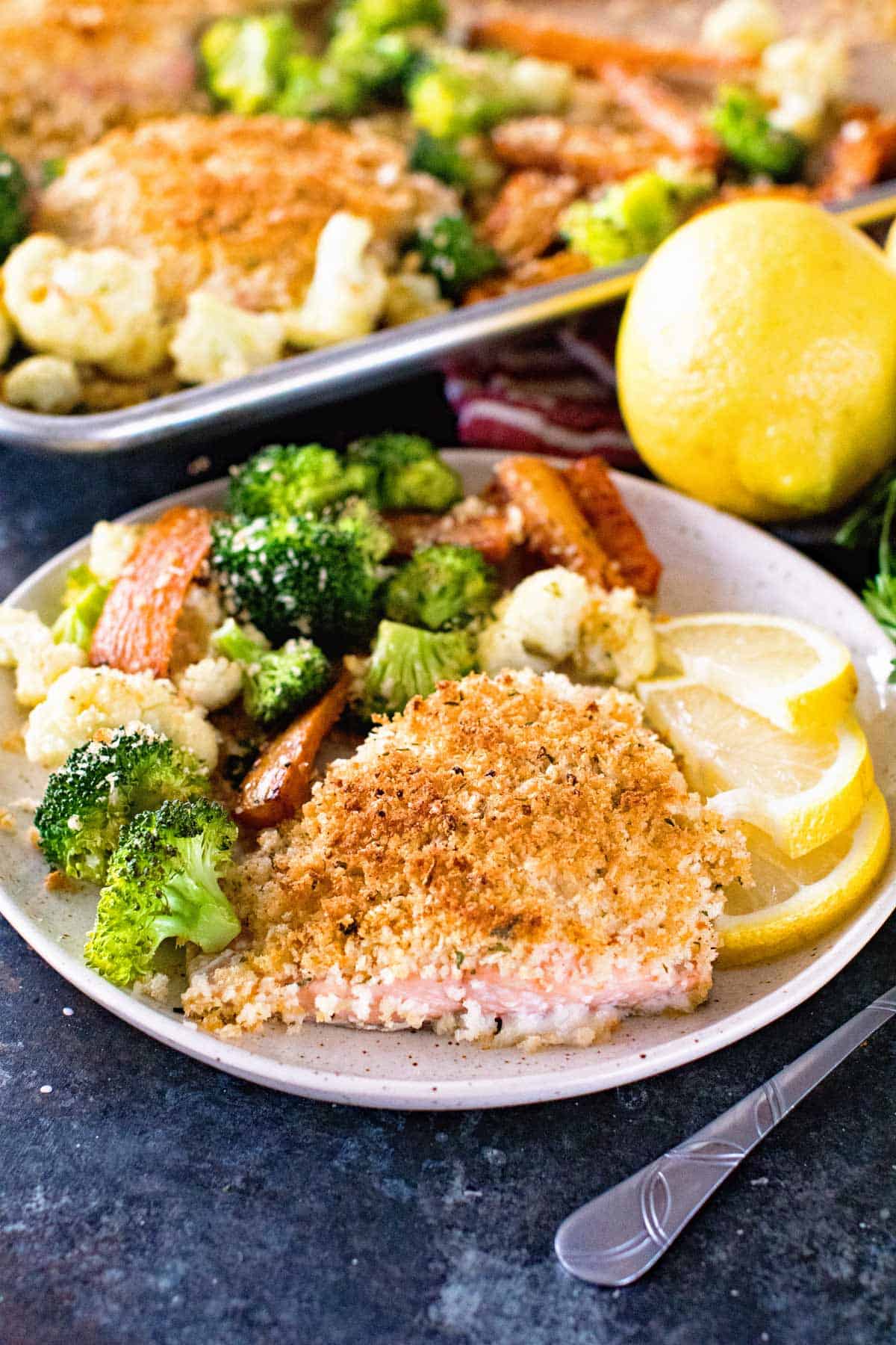 Crumb crusted salmon. 