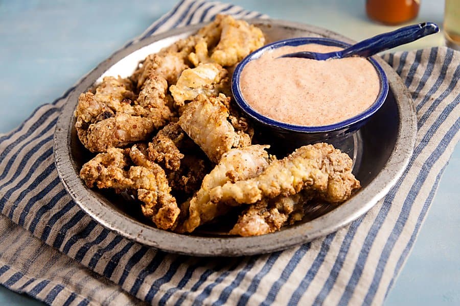 Air Fried Catfish Nuggets with Greek Yogurt Remoulade (Gluten Free)