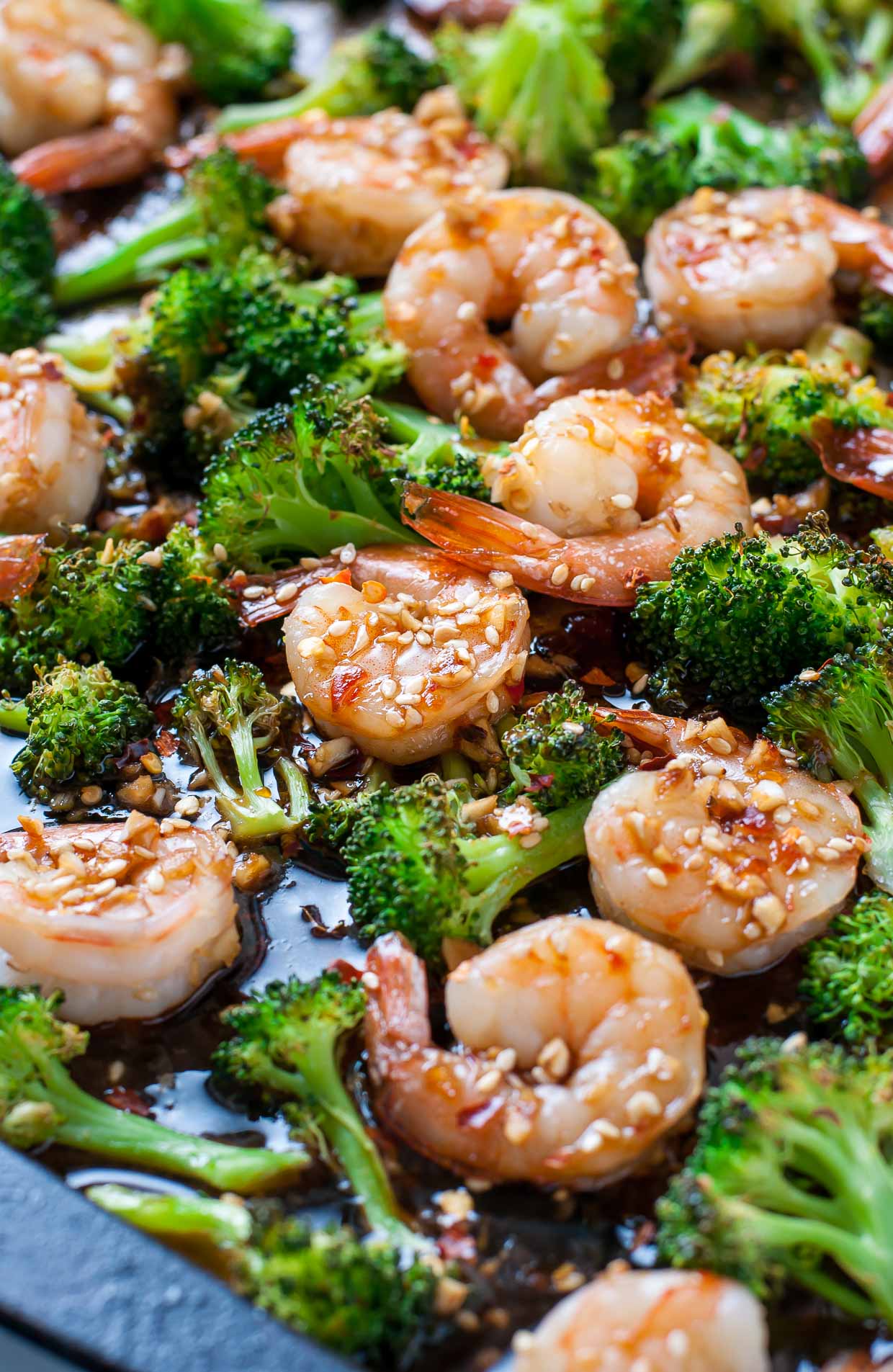 Shrimp and broccoli. 