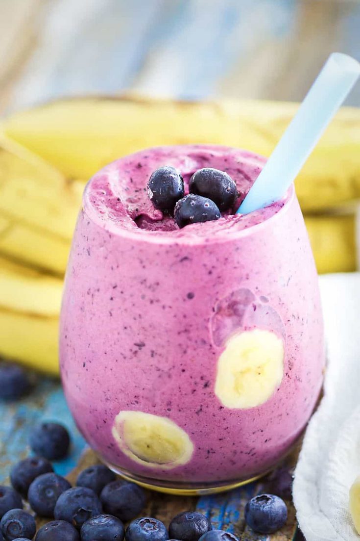 Super Thick Blueberry Banana Smoothies (Dairy Free Option) | Healthy ...