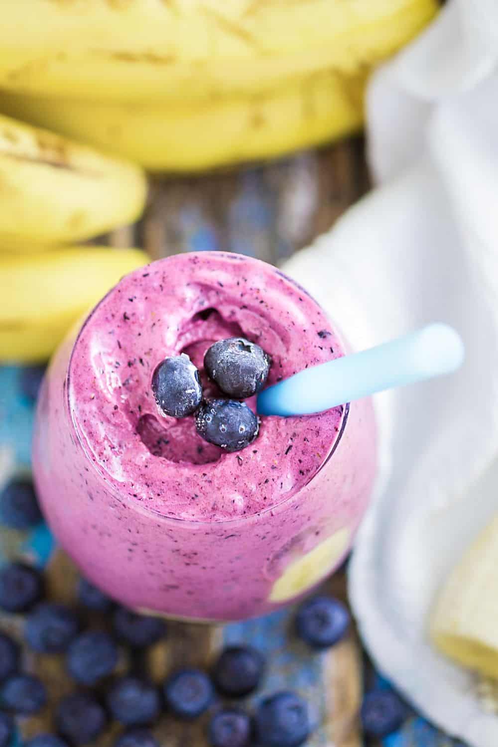 Super Thick Blueberry Banana Smoothies (Dairy Free Option) 2
