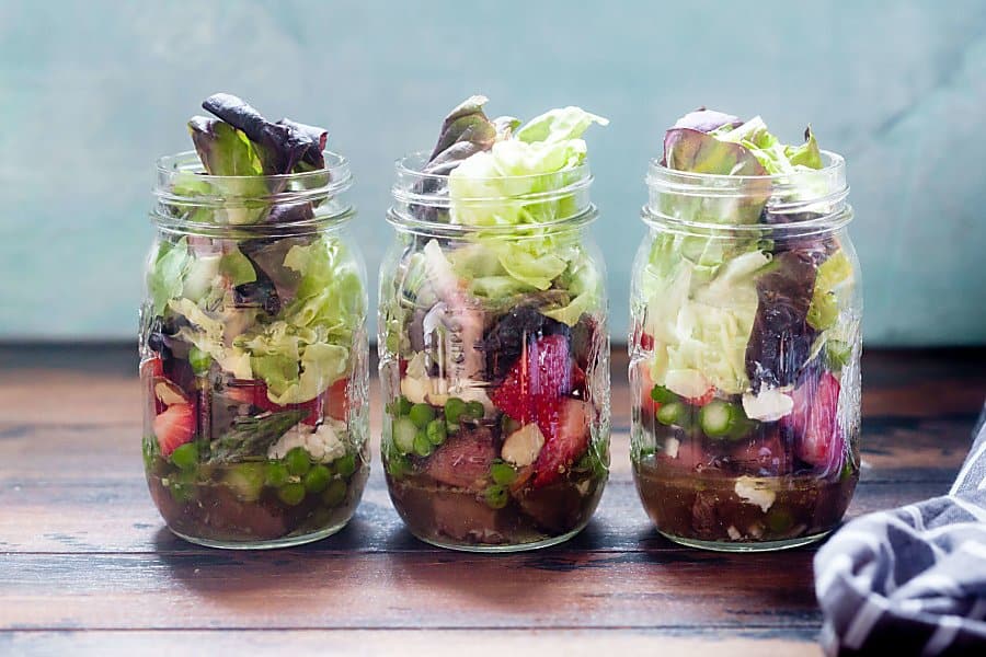 Strawberry Asparagus Salad in Jar