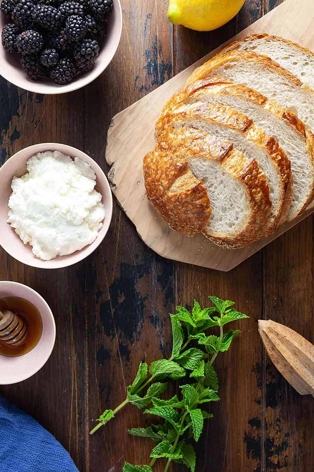 Ricotta Toast with Blackberries and Mint