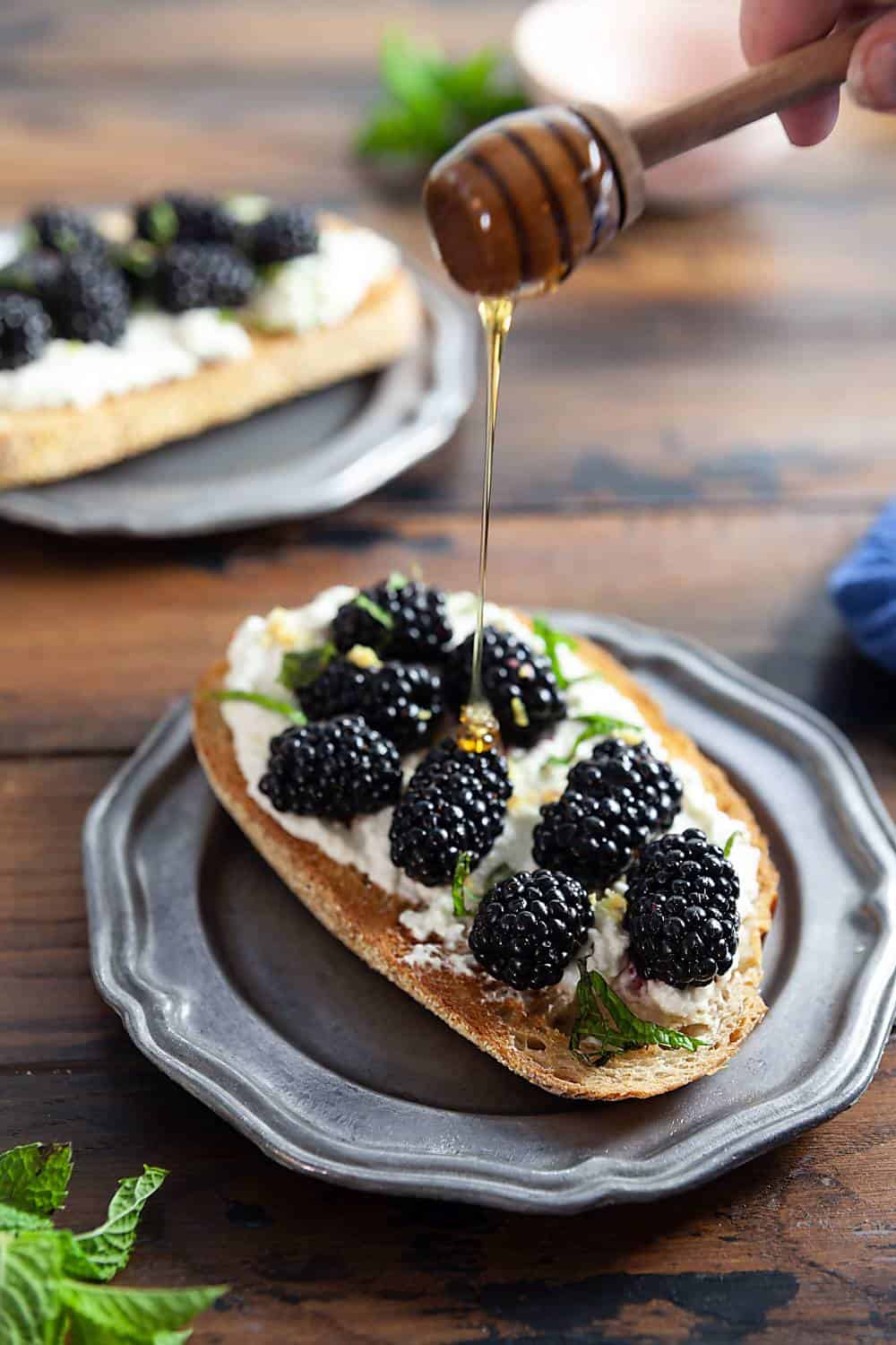 Ricotta Toast with Blackberries and Mint