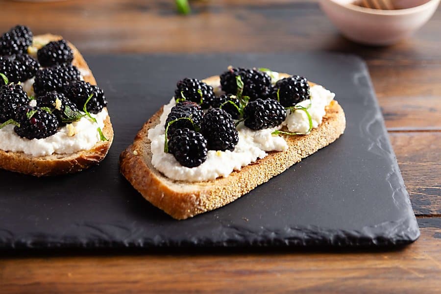 Ricotta Toast with Blackberries and Mint