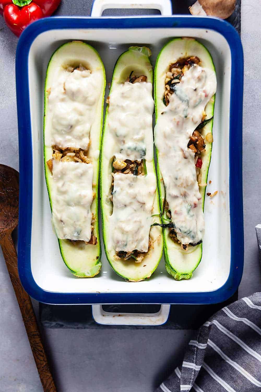 Mushroom-Swiss Zucchini Boats (Gluten Free) | Healthy Delicious