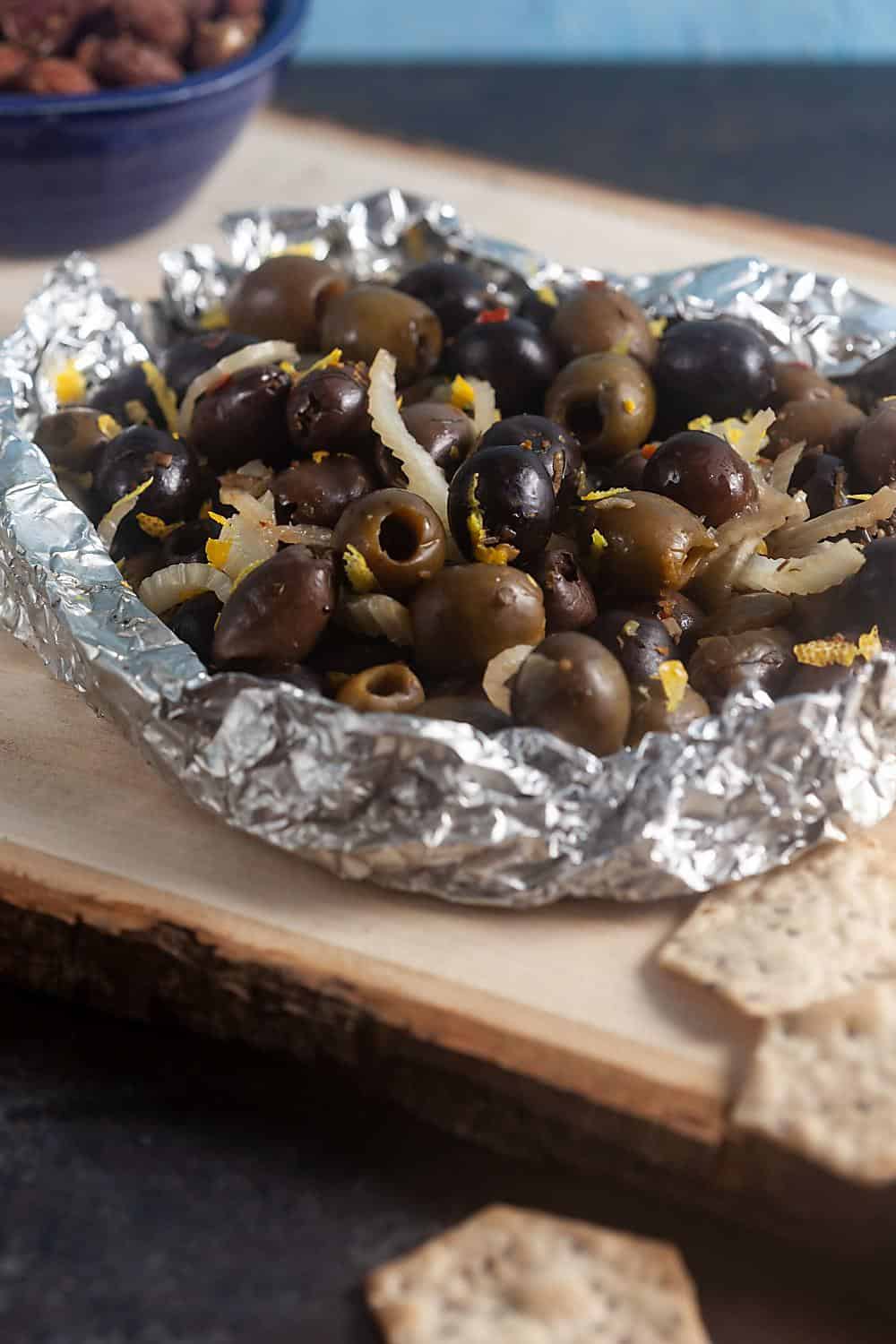 Grilled Olives with Fennel and Orange