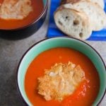 Red Pepper Bisque with Asiago Crisps {#PepperParty} 1