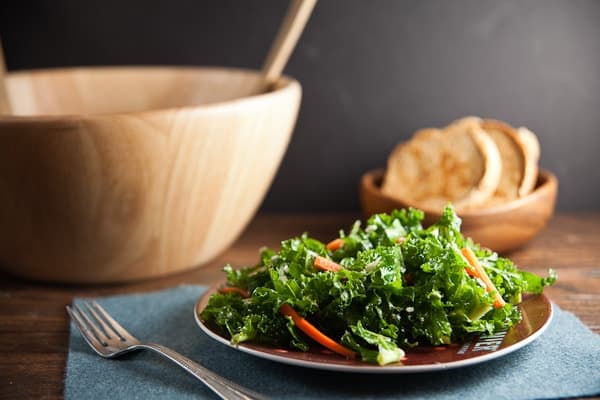 kale salad with blue cheese dressing Kale Salad With Apple, Blue Cheese & Maple Pecans
