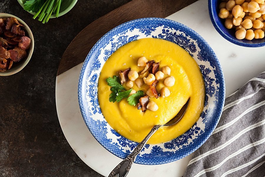 Creamy Chickpea Soup with Bacon