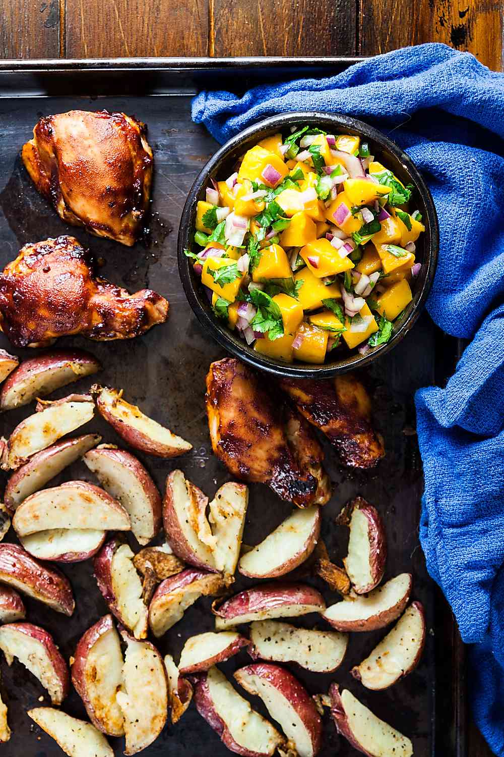 Sheet Pan BBQ Chicken with Mango Salad from Healthy Eating One-Pot Cookbook