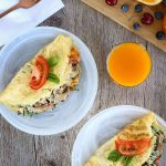 vegetarian omelet with spinach and mushrooms