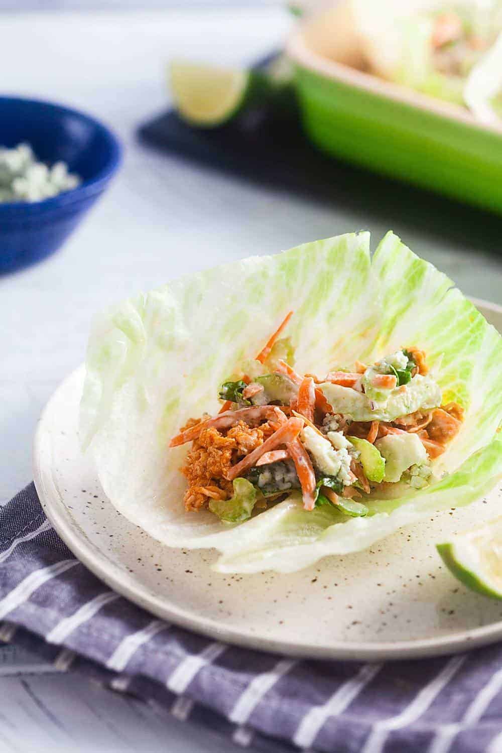 buffalo chicken lettuce cup with carrot slaw