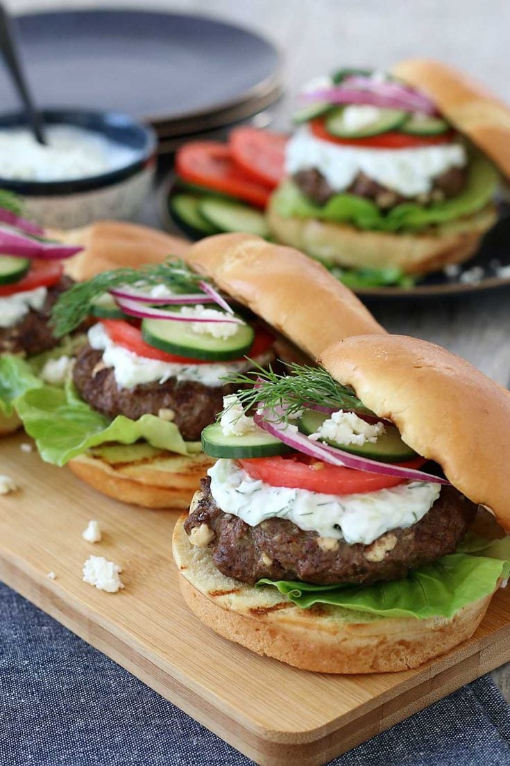 Greek Burger With Feta And Tzatziki | Healthy Delicious
