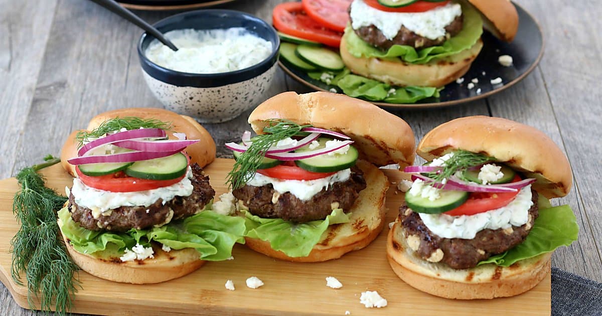 Greek Burger With Feta And Tzatziki | Healthy Delicious