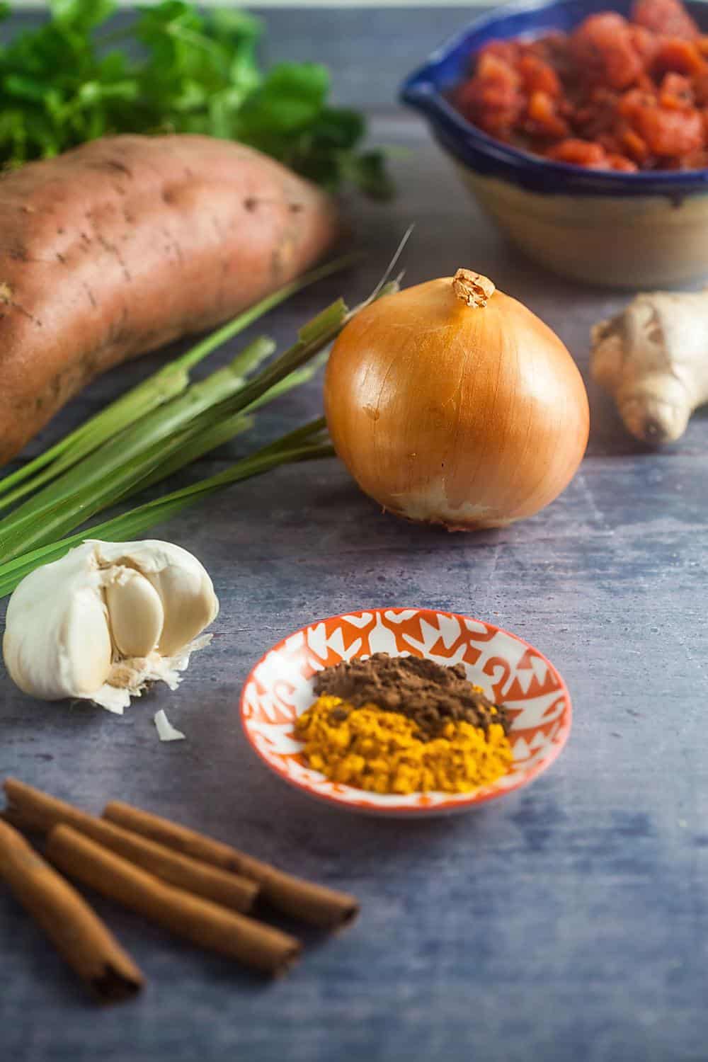 ingredients to make chicken sweet potato soup
