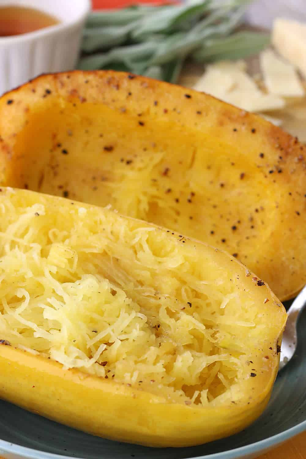 The strands of the squash come out perfectly when you know how long to cook spaghetti squash in the oven! 