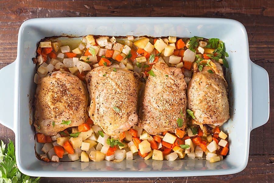 Sheet Pan Chicken Thighs with Root Vegetables