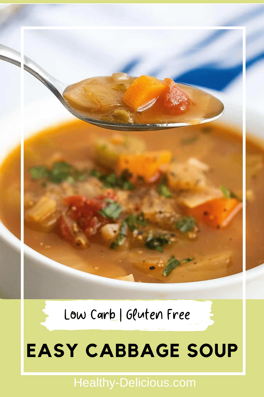 This flavorful cabbage soup comes together in just about a half hour. It’s a great way to warm up on a chilly day - or freeze it for later! It's vegetarian, low carb, and gluten-free as written, but you can make it your own by adding meat or beans. via @HealthyDelish