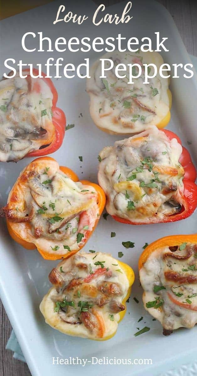 Keto Cheesesteak Stuffed Peppers | Gluten Free + Low Carb