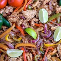 Sheet Pan Chicken Fajitas with peppers and onions