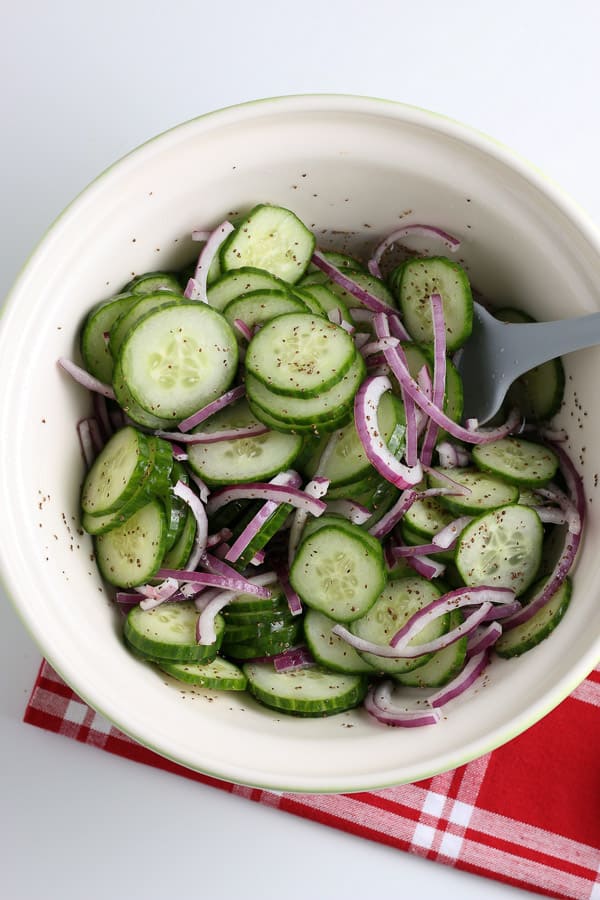 making cucumber salad