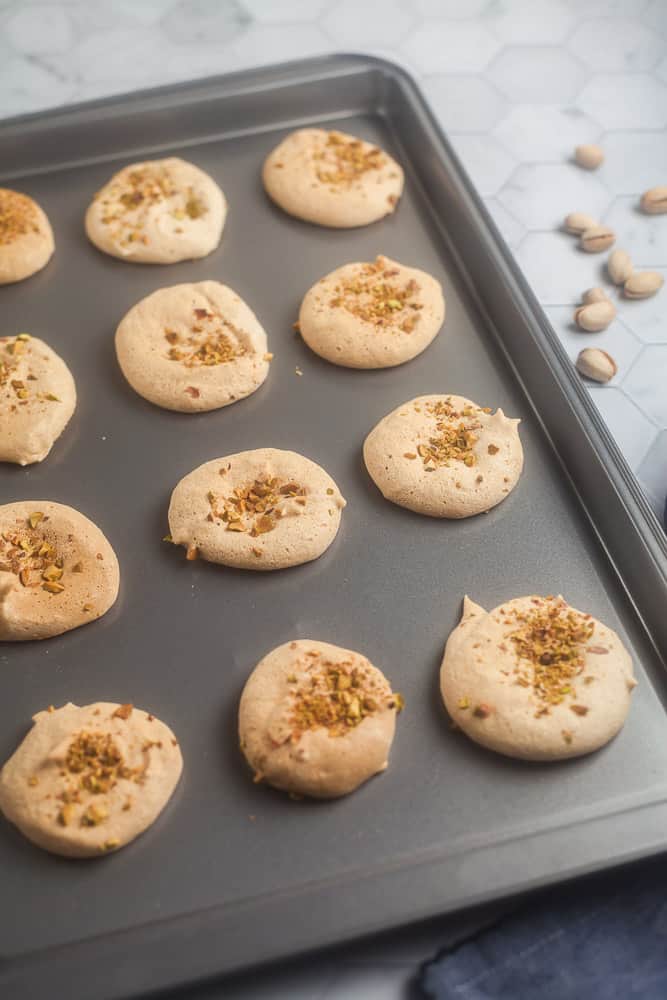 pan of aquafaba meringues