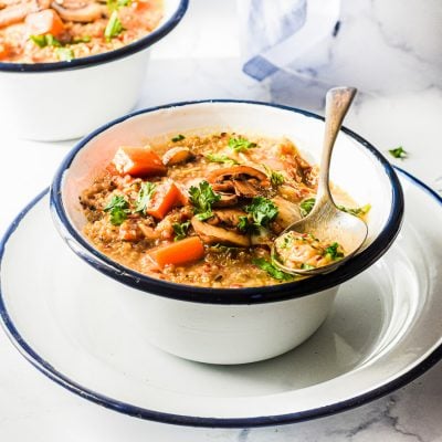 Creamy Mushroom + Quinoa Soup | Healthy Delicious
