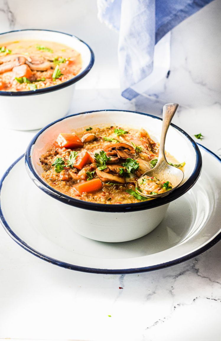 Creamy Mushroom + Quinoa Soup - Healthy Delicious