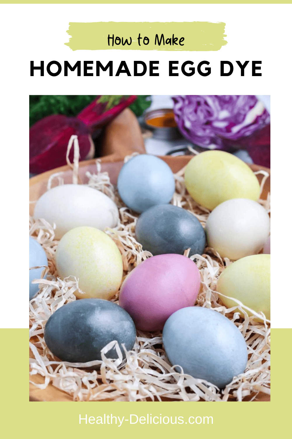 How to make bright natural Easter egg dye from kitchen scraps like beets, red cabbage, parsley, turmeric, and tea. These DIY Easter eggs are fun for the whole family! via @HealthyDelish
