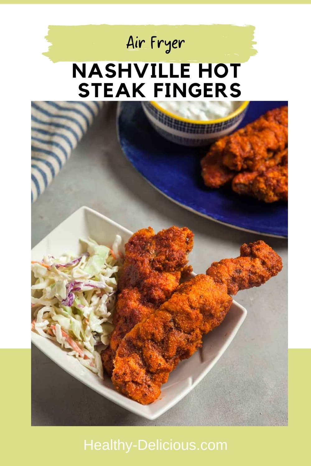 You've probably heard of chicken fingers, but have you ever heard of steak fingers? In my take on this popular Idaho recipe, tender pieces of steak are coated in spicy gluten-free breading and fried until they're perfectly crisp. Brush on some more Nashville hot sauce, then dip them in creamy dill pickle dip to tone down the heat. Low carb and gluten-free! via @HealthyDelish