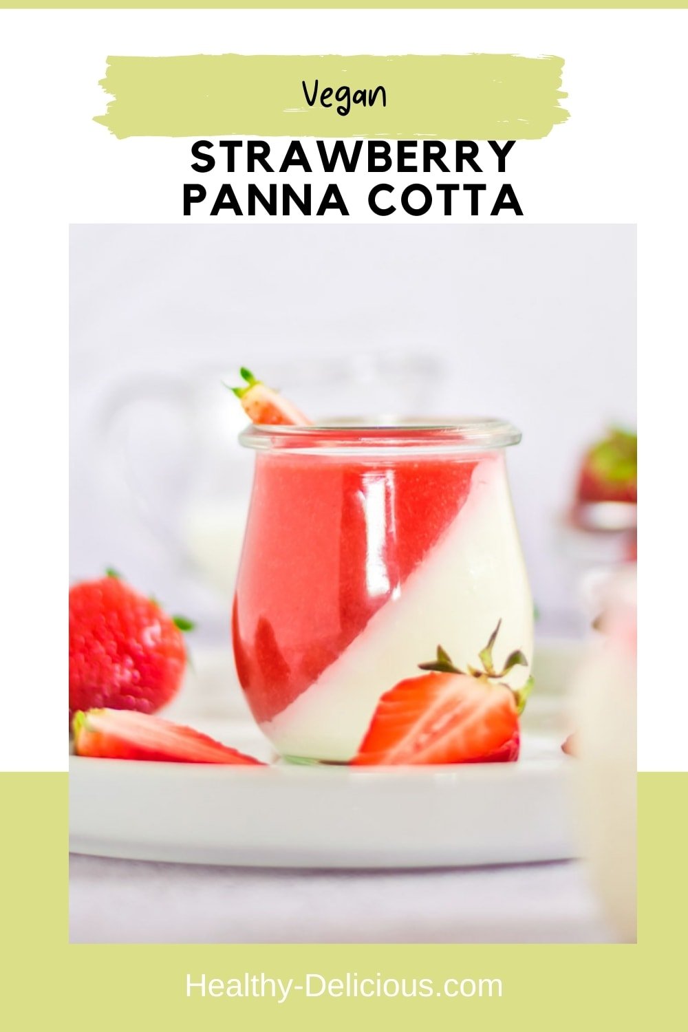 This luscious vegan panna cotta is topped with fresh strawberry sauce for a delicious dessert that adults and kids alike will gobble up! Impressive enough to serve at a dinner party, it's made with just 5 ingredients and a few minutes of active prep time. Vegan, Dairy Free, and Sugar Free! via @HealthyDelish