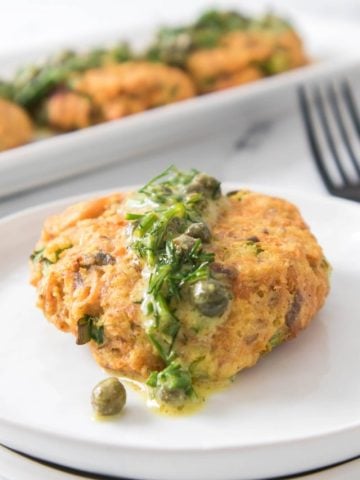 Old Fashioned Salmon Patties With Mustard Caper Sauce