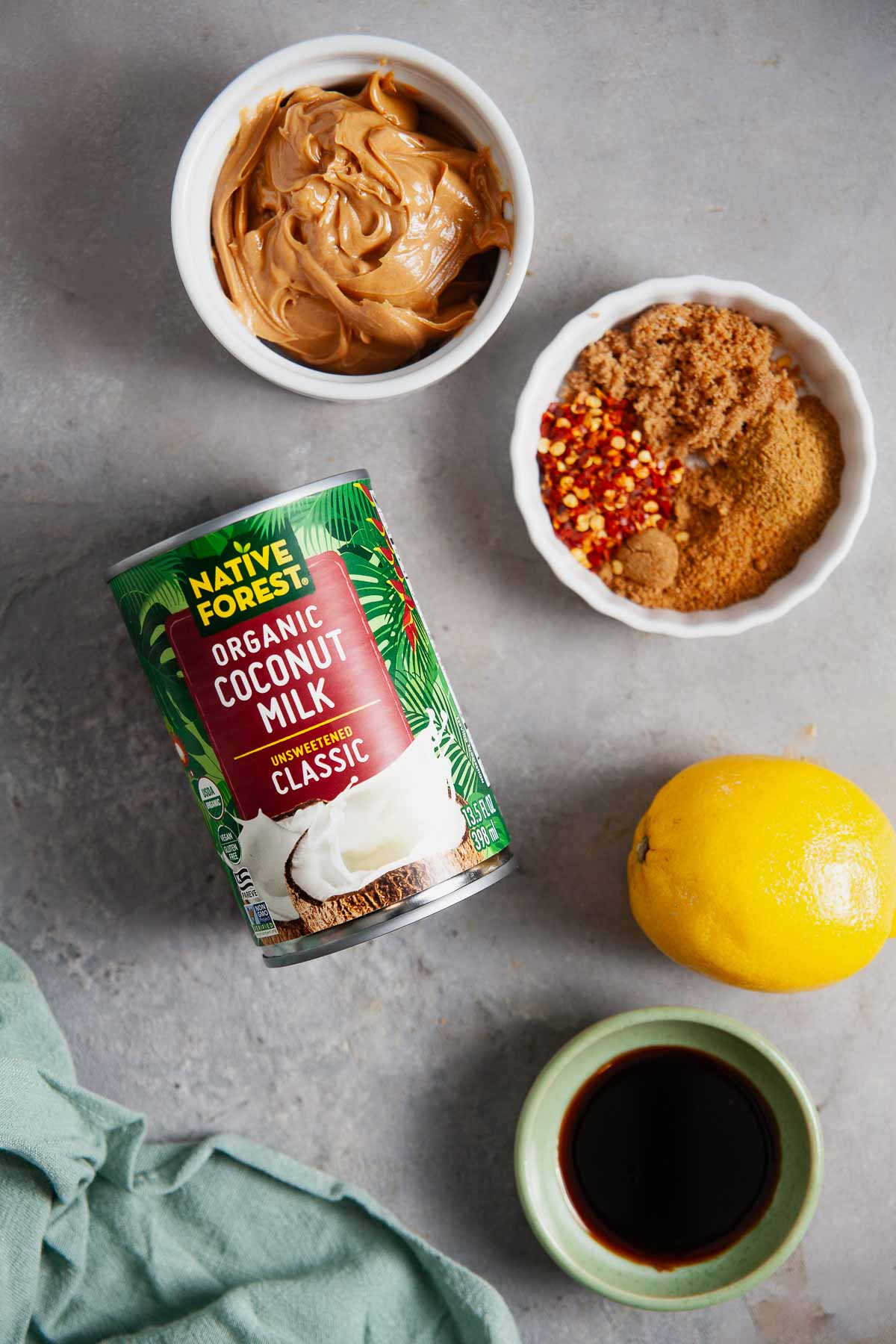 Ingredients needed to make Vietnamese peanut sauce for spring rolls. 
